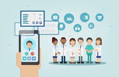 Çevrimiçi Doktor konsepti düz tasarım vektör çizimi