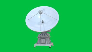 3D görüntüleme uydu antenleri yeşil ekran arkaplan 4k görüntülerinde izole edildi