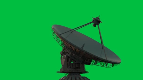 Rendering Satellite Dish Isolated Green Screen Background Footage — Stock Video