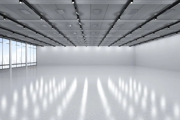 Rendering Empty Room White Wall Floor — Stock Photo, Image