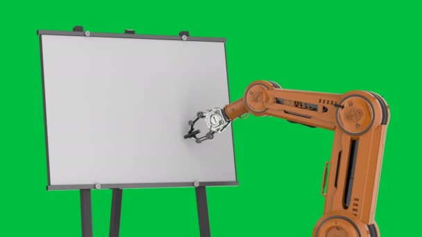 Boş Tuval Görüntüde Robot Kolu Çizimi — Stok video