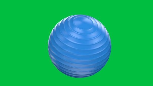 3D渲染蓝色健身球隔离在绿色屏幕背景下4K镜头 — 图库视频影像
