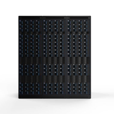 Beyaz arkaplanda 3d sunucu hazırlama bilgisayarı