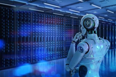 Sunucu odasında çalışan 3D otomatik görüntüleme robotu