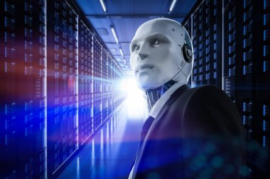Sunucu odasında çalışan 3D otomatik görüntüleme robotu