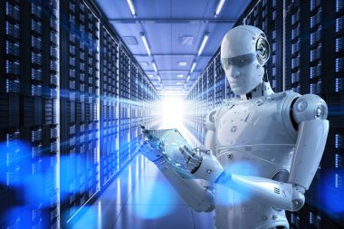 Sunucu odasında çalışan 3D otomatik görüntüleme robotu