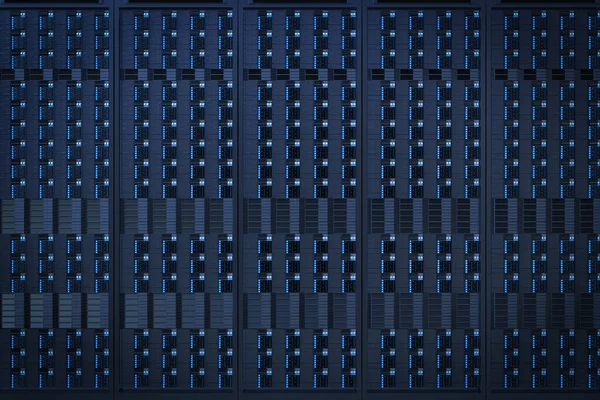 Rendering Blue Server Tower Close Background — Stock Photo, Image