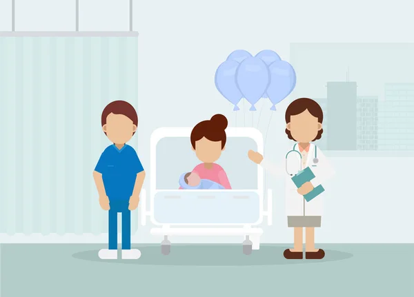 Maternité Avec Illustration Vectorielle Conception Plate Médecin — Image vectorielle