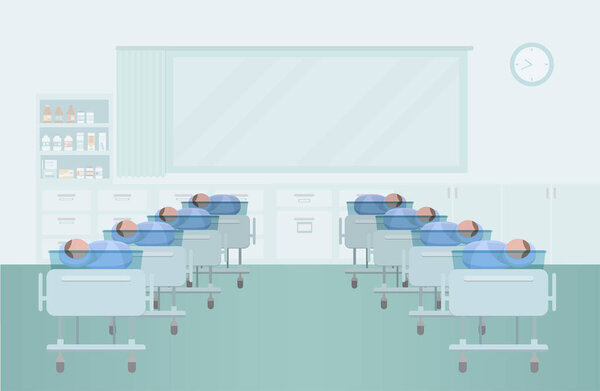 Maternity ward with newborn baby flat design vector illustration
