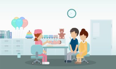 Hemşire bebek düz tasarım vektör çizimine aşı verdi