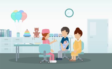 Hemşire bebek düz tasarım vektör çizimine aşı verdi