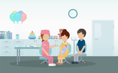 Hemşire bebek düz tasarım vektör çizimine aşı verdi