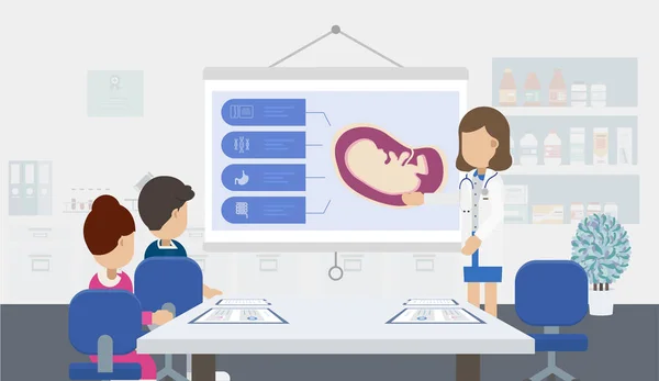 Consultazione Clinica Fertilità Disegno Piatto Illustrazione Vettoriale — Vettoriale Stock