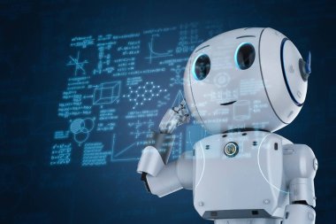 3D sevimli yapay zeka robotu hud arayüzlü öğreniyor