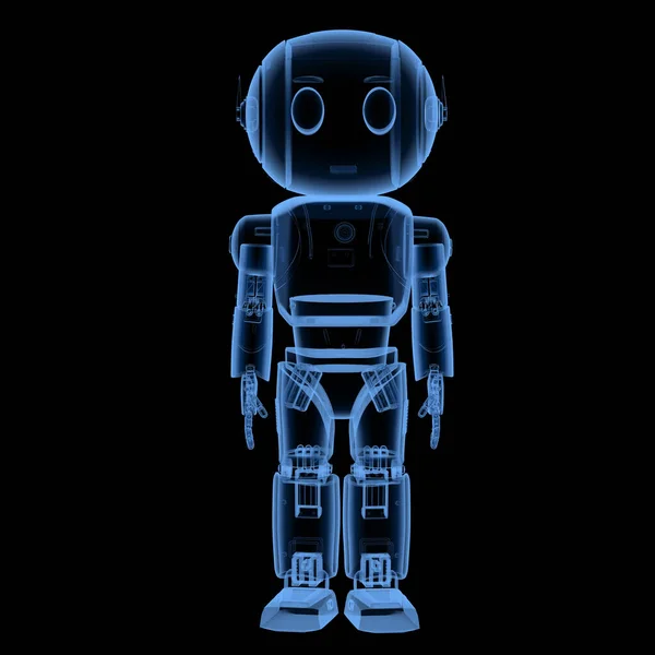 3D渲染具有卡通人物的X射线可爱人工智能机器人 — 图库照片