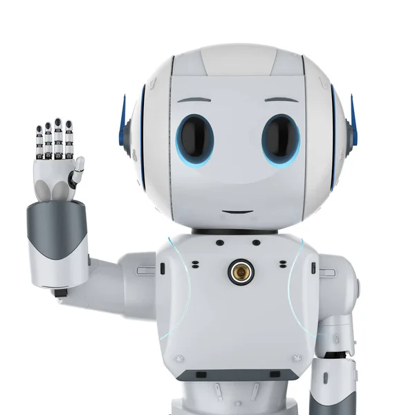 Rendering Niedliche Künstliche Intelligenz Roboter Mit Cartoon Figur Hand Nach — Stockfoto