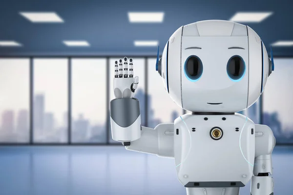 Rendering Carino Robot Intelligenza Artificiale Con Personaggio Dei Cartoni Animati — Foto Stock