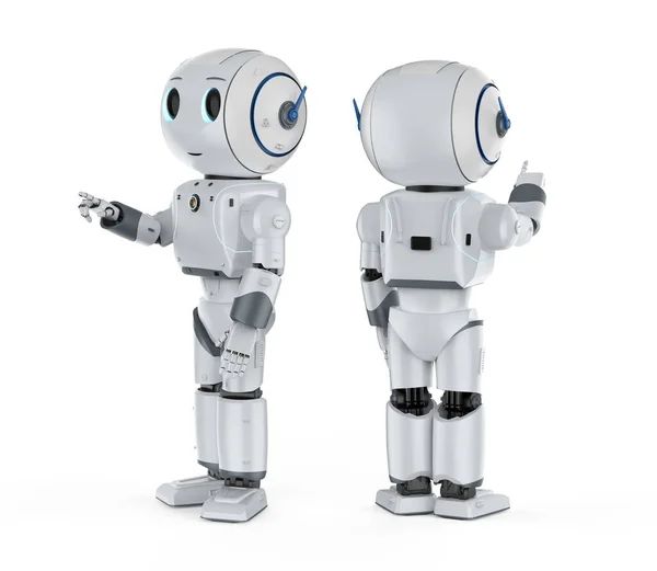 Vykreslování Roztomilý Umělá Inteligence Robot Prst Bod Kresleným Charakterem — Stock fotografie