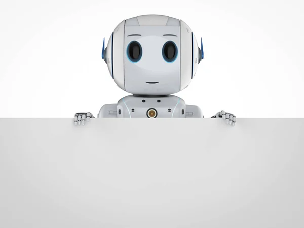 Beyaz Boşluğu Olan Sevimli Yapay Zeka Robotu — Stok fotoğraf