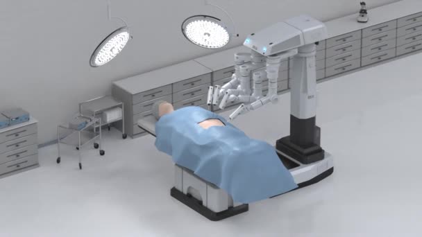 Conceito Tecnologia Médica Com Robô Cirurgia Renderização Sala Cirurgia — Vídeo de Stock