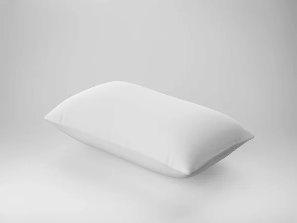 三维在白色背景上渲染柔软的白色枕头 — 图库照片
