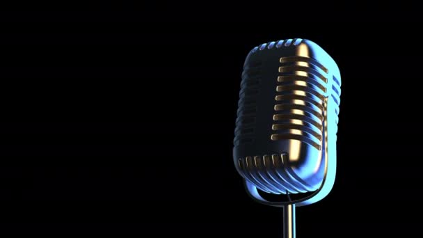 Renderização Microfone Sob Luz Sobre Fundo Preto Imagens — Vídeo de Stock
