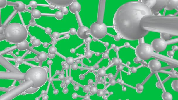 Yeşil Ekran Görüntüde Beyaz Molekül Yapısı Oluşturuluyor — Stok video