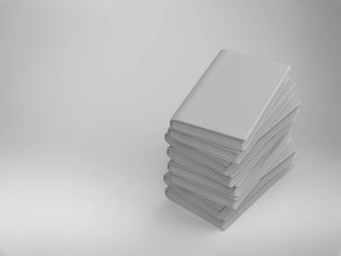 Beyaz arkaplan üzerine üç boyutlu boş kapak kitaplarının oluşturulması