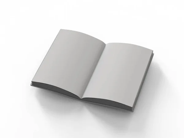 Rendering Leere Seiten Notizbuch Auf Weißem Hintergrund — Stockfoto