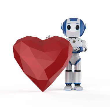 Automation matchmaker concept with 3d rendering robot hold red heart  clipart