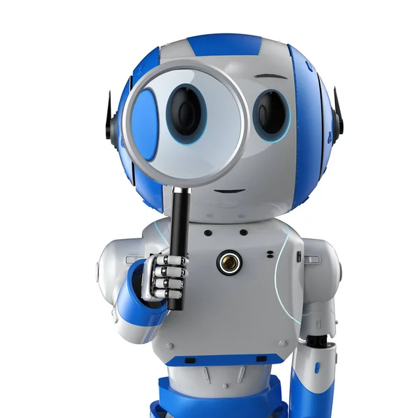 Robot avec loupe images libres de droit, photos de Robot avec loupe