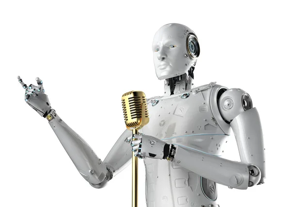 Redare Difuzor Public Robotizat Vorbind Microfonul — Fotografie, imagine de stoc
