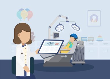 Diş kontrolü konsepti düz tasarım vektör çizimi