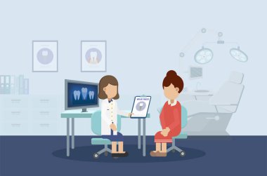 Diş implantı işlemi düz tasarım vektör çizimi