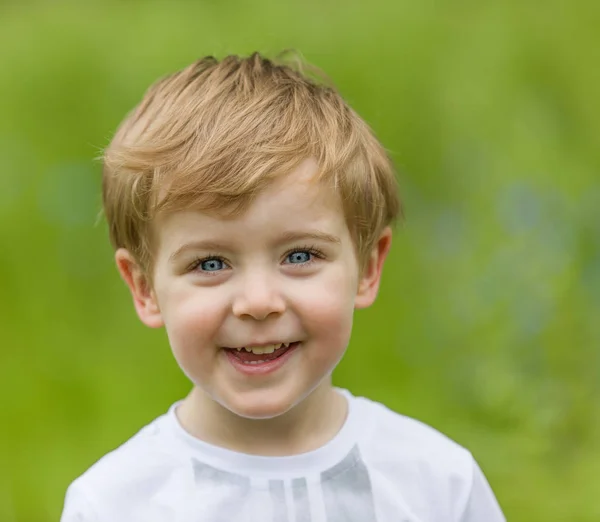 Счастливый Маленький Мальчик Веселится Парке — стоковое фото