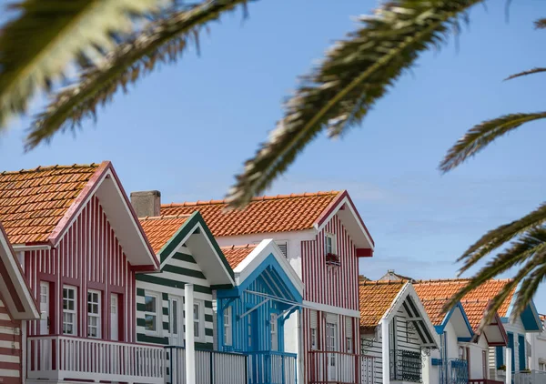 Casas Listradas Típicas Costa Nova Aveiro Portugal Imagem De Stock