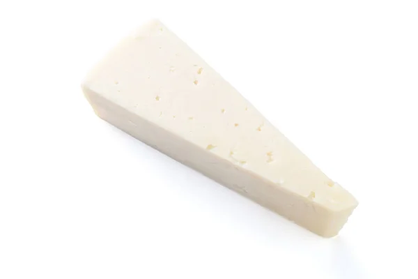 Lahodný Sýr Ovcí Trojúhelníky Bílém Pozadí Pohled Shora — Stock fotografie