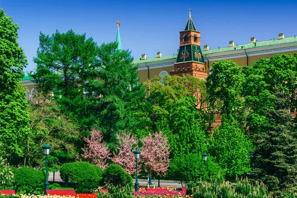 Vue Sur Place Rouge Moscou Tour Kremlin Mur Briques Rouges — Photo