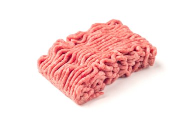 Kıyılmış et, domuz, sığır eti, forcemeat, kırpma yolu, izole üzerinde beyaz arka plan