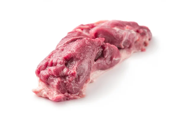 新鲜的有机猪肉肉 生鱼片 在白色背景上被隔离 — 图库照片