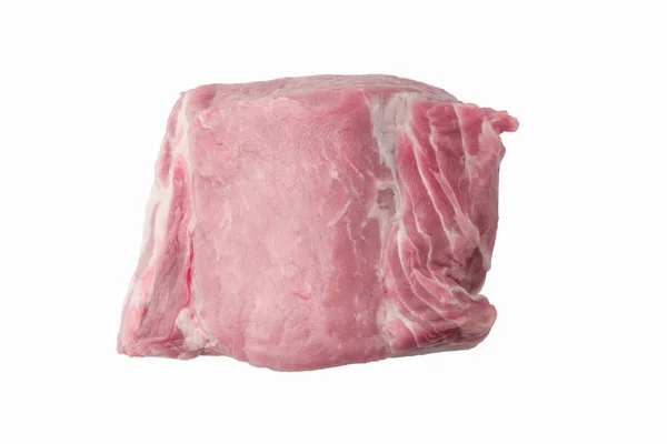Большой Кусок Мяса Сырой Филе Карбоната Свинины Изолированы Белом Фоне — стоковое фото