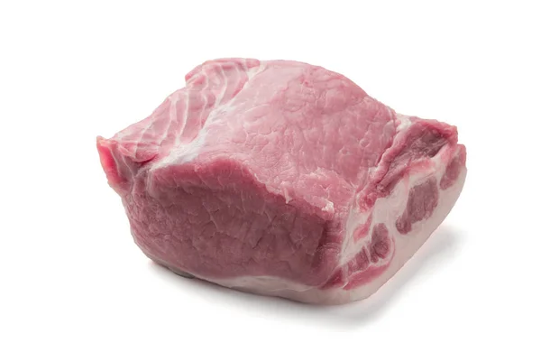 Stor Bit Kött Rått Fläsk Karbonat Filé Isolerad Vit Bakgrund — Stockfoto