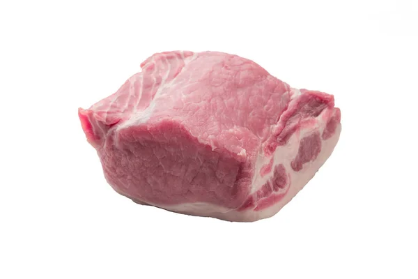 Grand Morceau Viande Filet Carbonate Porc Cru Isolé Sur Fond — Photo