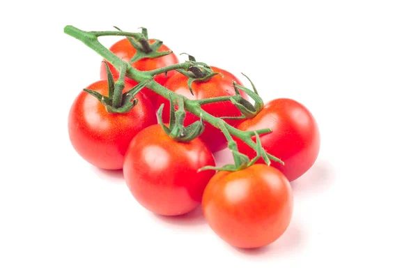 Reife Frische Kirschtomaten Auf Zweig Isoliert Auf Weißem Hintergrund — Stockfoto