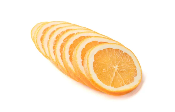 Tranches Orange Orange Tombantes Isolé Sur Fond Blanc — Photo