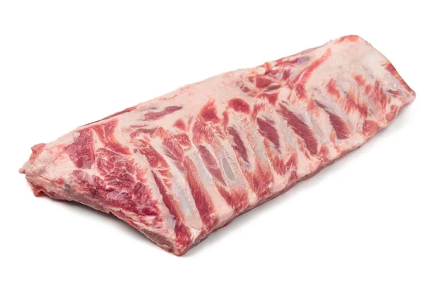 Rack Uncooked Pork Spare Ribs Isolated White Background — Stock Photo, Image