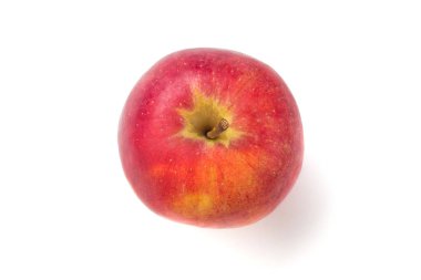 Kırpma yolu ile beyaz arka plan üzerinde izole bir olgun kırmızı elma meyve