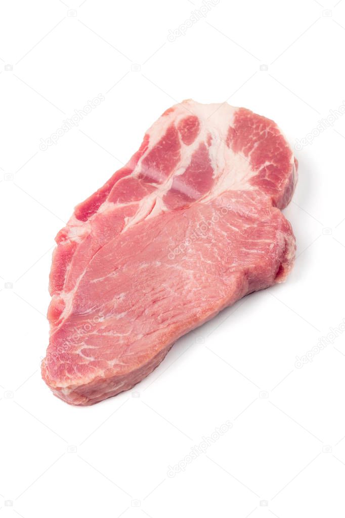Fresh raw pork chops isolated  on white background
