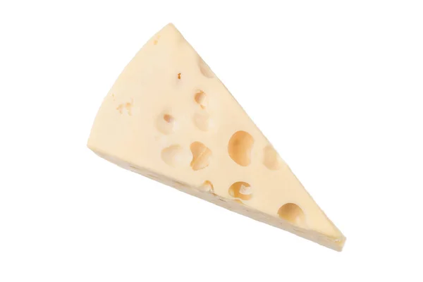 Stück Maasdam Käse Isoliert Auf Weißem Hintergrund Mit Schnittpfad — Stockfoto