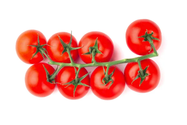 Tomates Cereja Ramo Isolado Fundo Branco Vista Superior — Fotografia de Stock